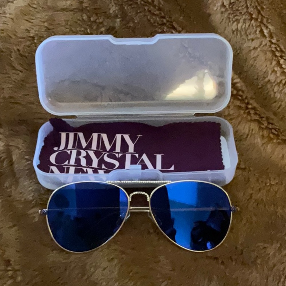 NEW JIMMY CRYSTAL AVIATOR SUNGLASSES blue lenses SWAROVSKI CRYSTALS